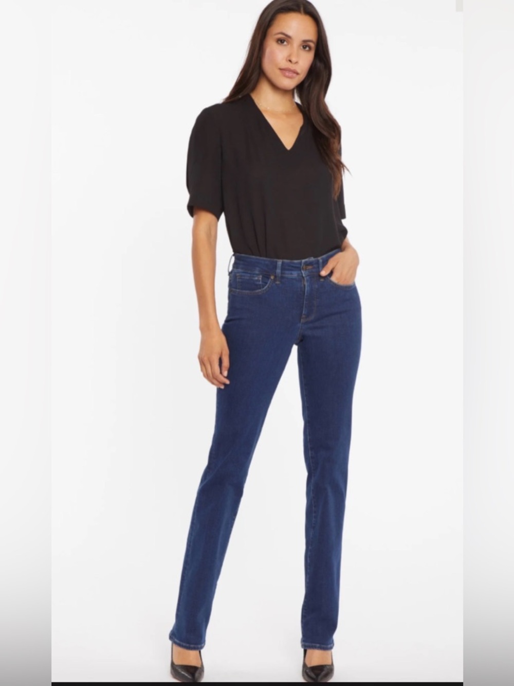 NYDJ Marilyn Straight Jeans Women’s Size 12 Dark Wash Lift Tuck Technology